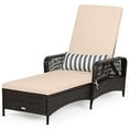 thumbnail image 2 of Costway Chaise Longue Inclinable en Rotin PE avec Accoudoirs, Coussin Réglable, Brun Mélangé, Beige, 2 of 10
