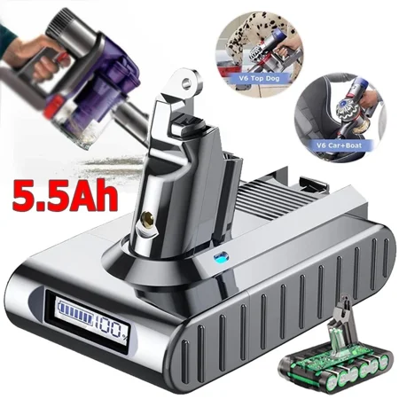 5500mAh Replacement V6 Battery For Dyson V6 Animal SV03 SV04 SV06 w/ LED Display