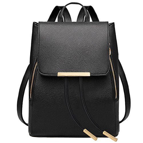 black leather school bag