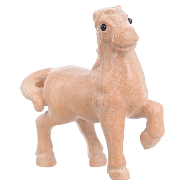 GOOHOCHY Figura de caballo de madera tallada a mano, estatua de animal del zodíaco, escultura, adorno decorativo hecho a mano para decoración del hogar.