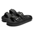 thumbnail image 2 of Double Buckle Sandals Adjustable for Women Men Flat Sandals Pillow Cloud Slippers Comfort Slide Waterproof Slip-on Shower Shoes Seaside Black 36-37, 2 of 7