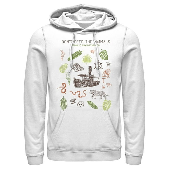 Men's Jungle Cruise Don't Feed The Animals Pull Over Hoodie White Small
