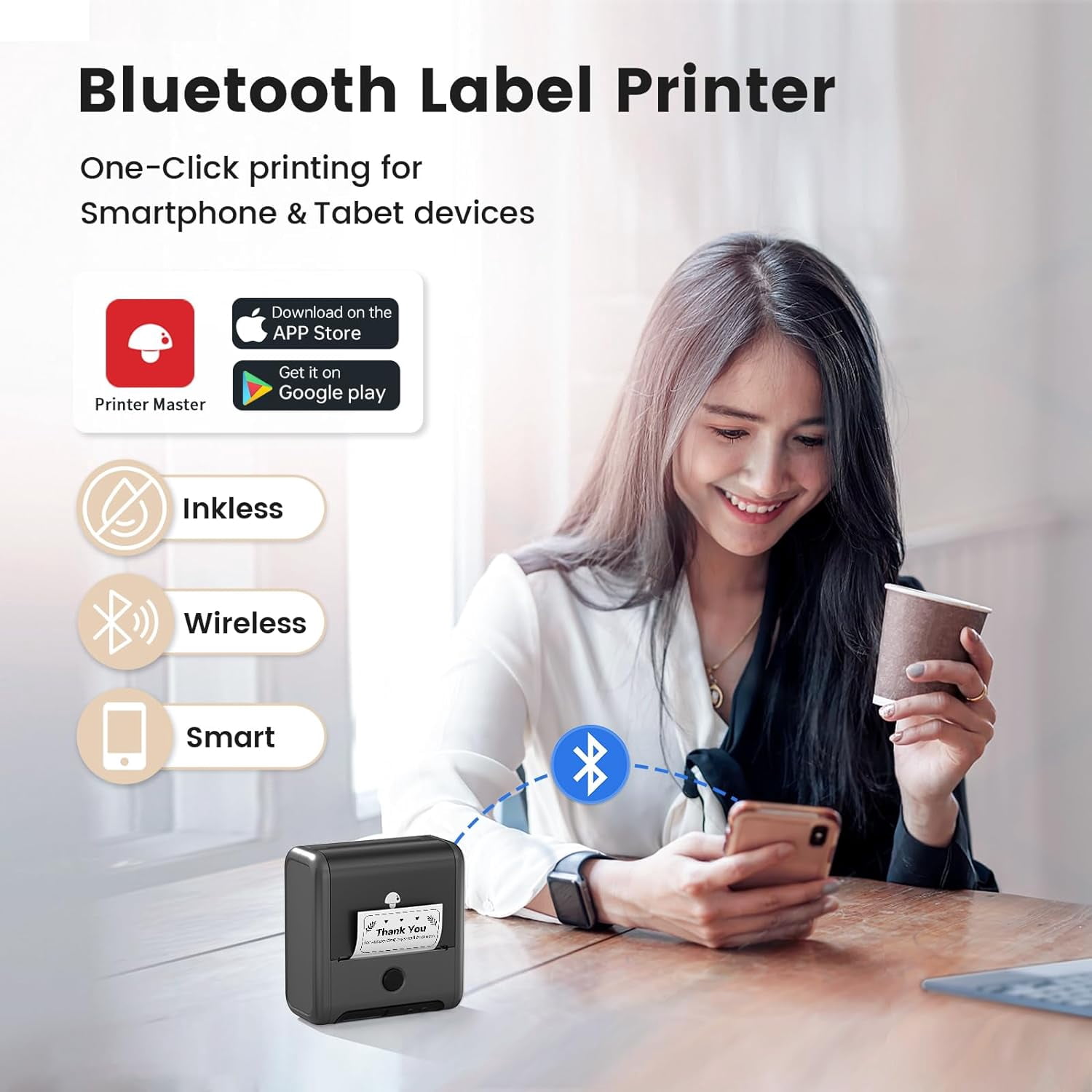 Phomemo M200 Versatile Bluetooth Thermal Label Maker for Shipping, Labeling, and Small Business Applications - Enhance Efficiency and Organization(Black)