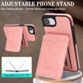 thumbnail image 4 of Compatible with Magsafe 2 in 1 Detachable for iPhone 16e Wallet Case with Card Holder Women Men, Magnetic PU Leather RFID Blocking Flip Kickstand Credit Slots,for iPhone 16e, Pink, 4 of 11