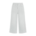 thumbnail image 4 of Jewelreauty Girls' Jean Capris Drawstring Elastic High Waist Denim Capri Pants Wide Leg Jeans 4-15 Years (8-9 Years, White), 4 of 7