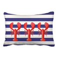 thumbnail image 1 of RYLABLUE Housses d'Oreiller Coussins Rectangl Rétro Bleu et Blanc Rayures Nautiques et Homards Rouges Taies d'Oreiller Polyester 20 x 30 Pouces avec Fermeture à Glissière Cachée, 1 of 1
