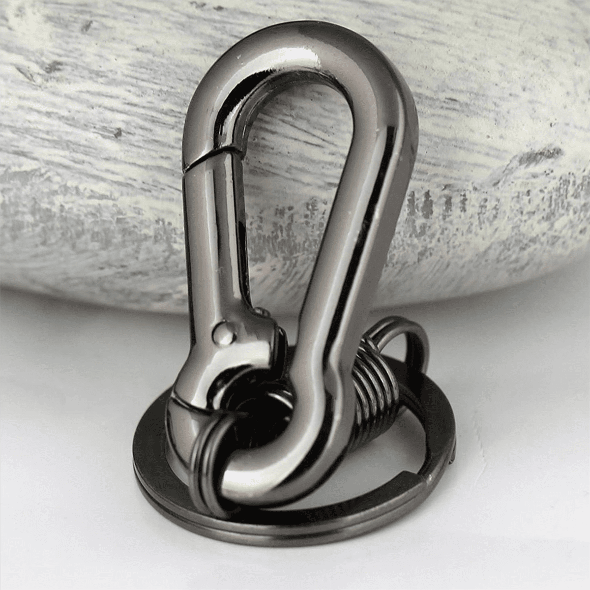 Lot De 3 Mousquetons Porte-clés à Anneau Hélicoïdal – Sangle Élastique Noire