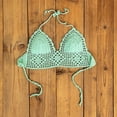 thumbnail image 4 of XINXIAOO Women's Crochet Bikini Top V-Neck Lace Up Spaghetti Strap Hollow Out High Waist Summer Beach Swimwear Separate, 4 of 6