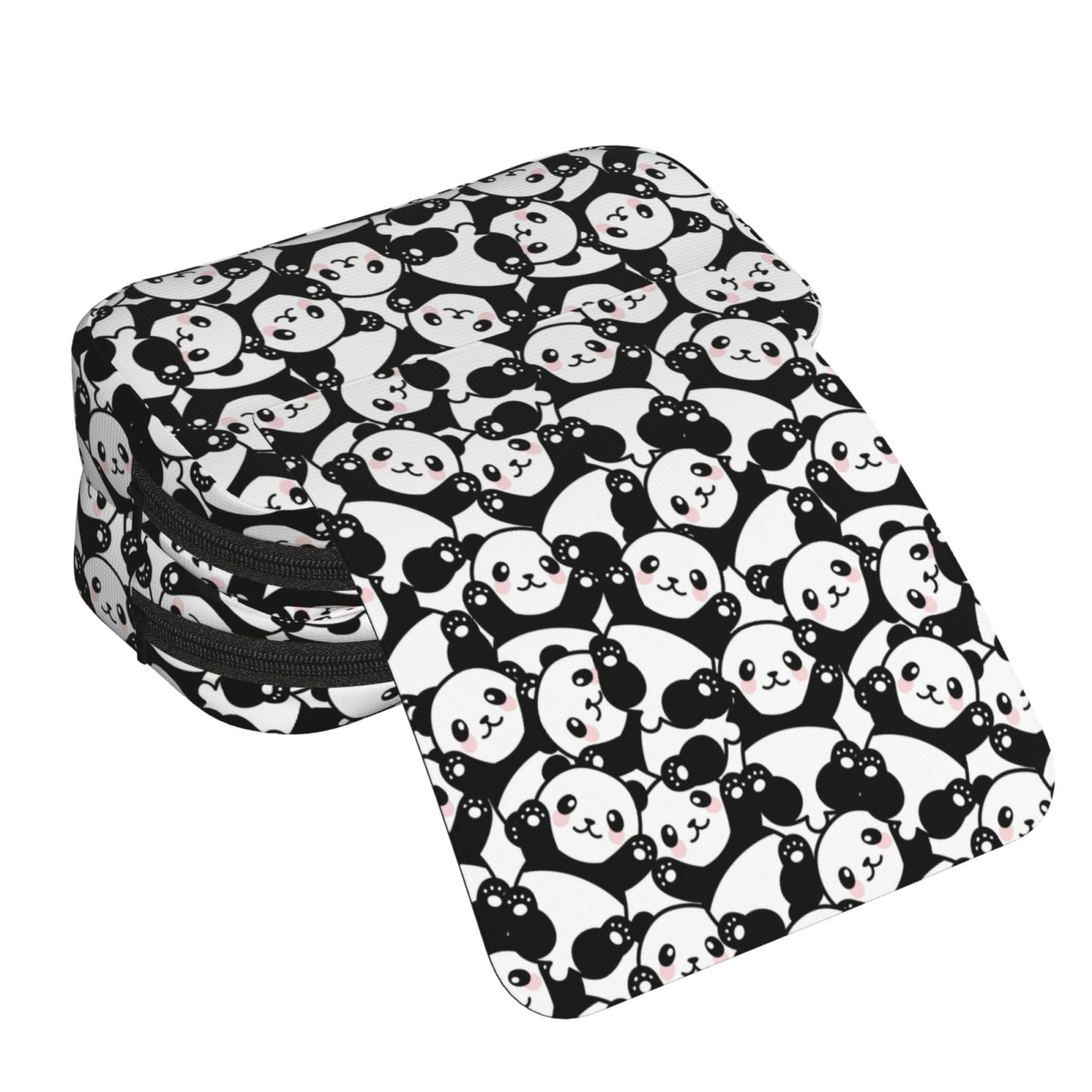 Rateoe Cute Panda (3) Pattern Double Clamshell Pen Case, Storage Organizer with Two Zipper Compartments– Holds Up to 50 Pencils & Pens