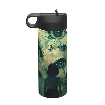 

Daiia Eyes Watching In The Dark Printed 18oz Sports Insulated Kettle With Straw Water Bottle For Running Hiking Cycling Climbing Mens Woman S Sports Water Bottle