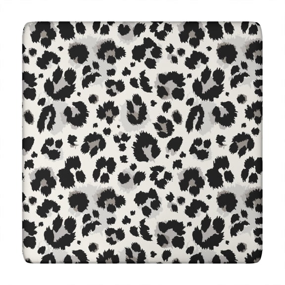 Black and White Leopard Pattern Square Fitted Tablecloth with Elastic Edge,Square Table Cover,Washable Elastic Table Cover for Home Kitchen Party Decor 34"x34"