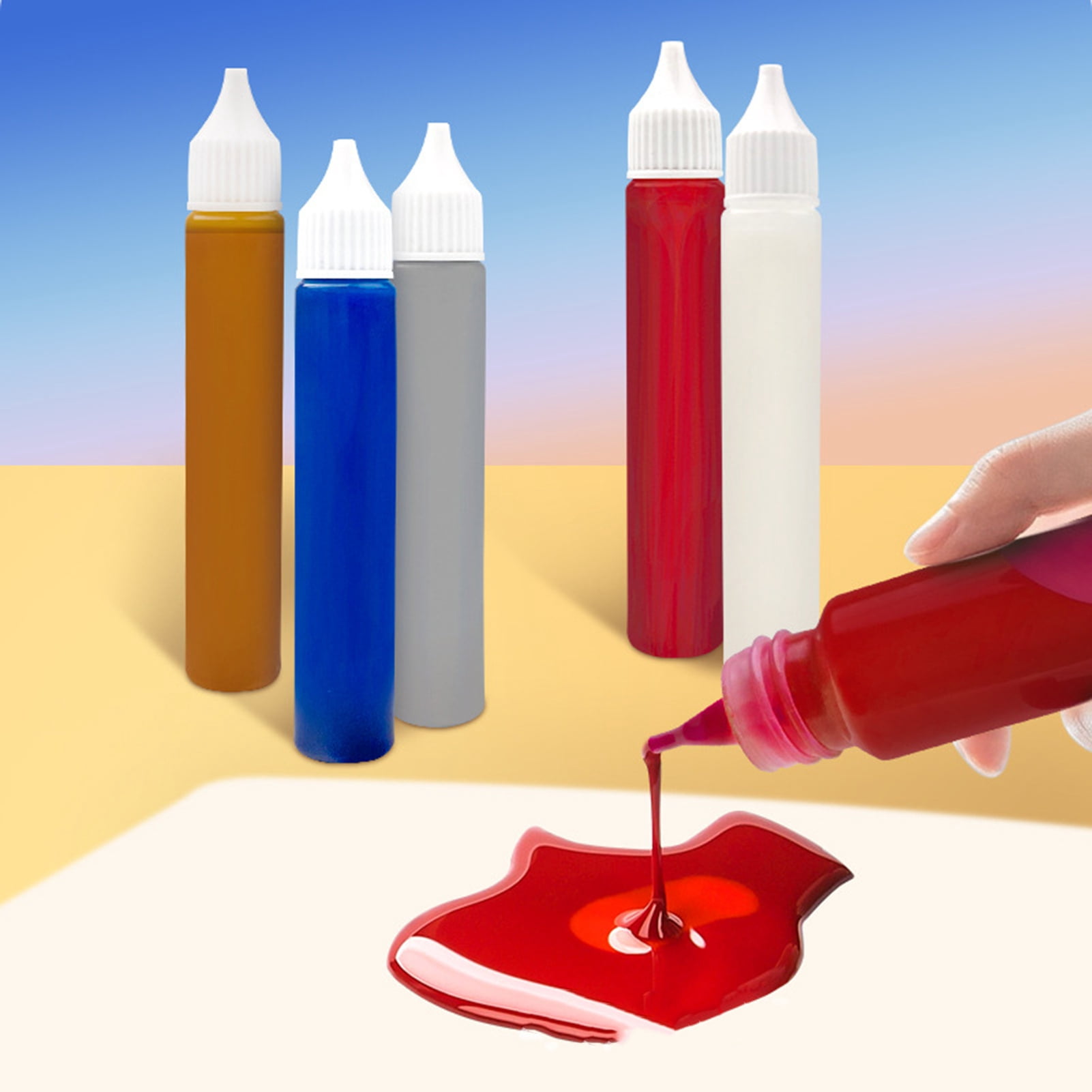 BAELLERT 12Pcs Pigment Transparent Glass Painting Set Waterproof Bright Colored Easy to Use Adhesive Glass Painting Kit