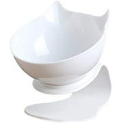 Cat Elevated Bowl with Raised Stand, 15 Degree Tilted Design Neck Guard Stand Raised Pet Food Water Feeder Bowl for Cats or Small Dogs