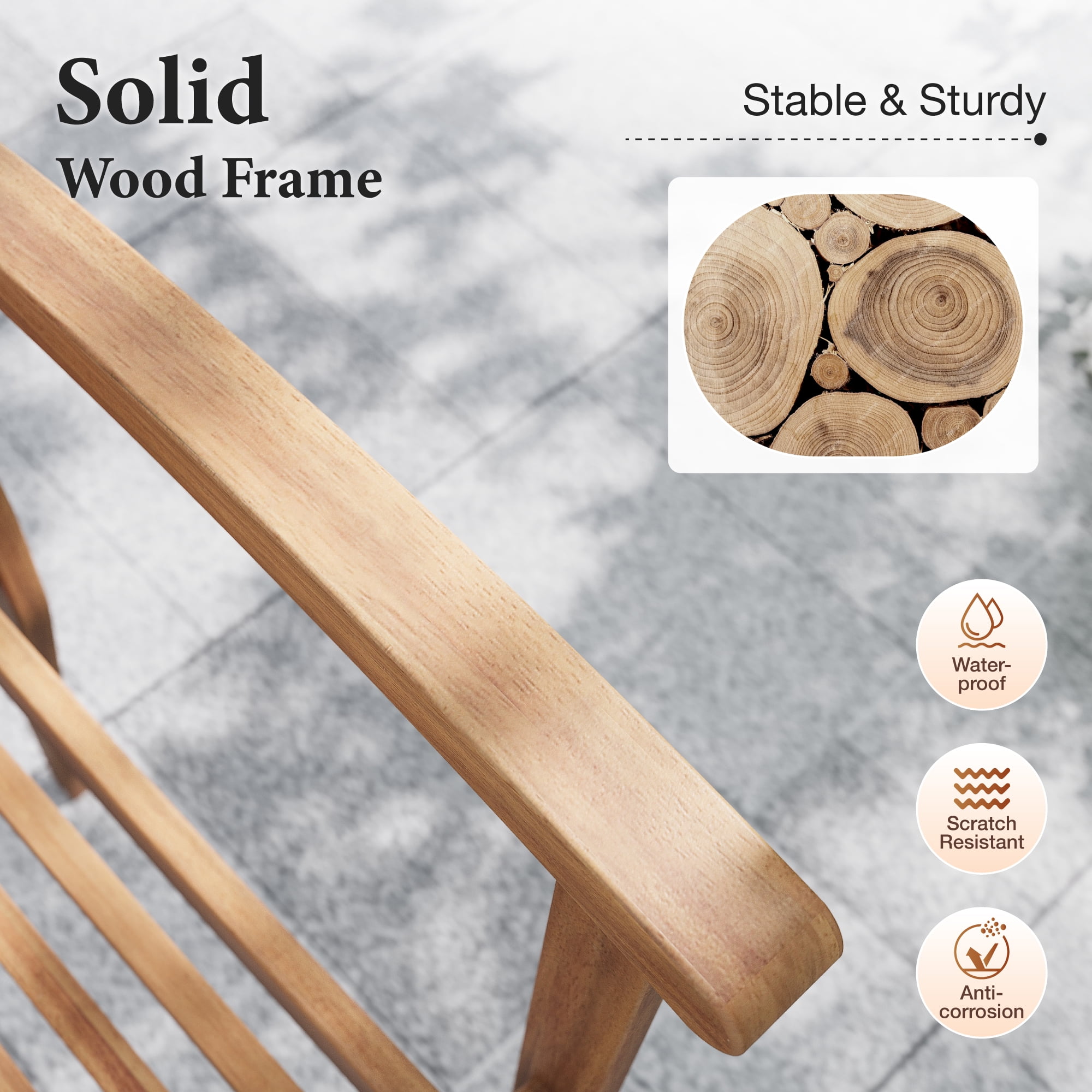 SUMMIT LIVING 2-Piece Acacia Wood Patio Dining Chairs, Outdoor Oil Finished Natural Wooden Armchairs