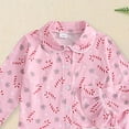 thumbnail image 6 of eczipvz Kids Toddler Girl Christmas Pajamas Long Sleeve Santa Claus/Tree/Canes Button Shirt Pajama Pants Girls Holiday Pjs Pink,3-4 Years, 6 of 7