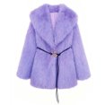 thumbnail image 4 of Miqool Women's Faux Fur Coat Lapel Collar Long Sleeve Warm Winter Coat with Pockets and Belted, 4 of 8