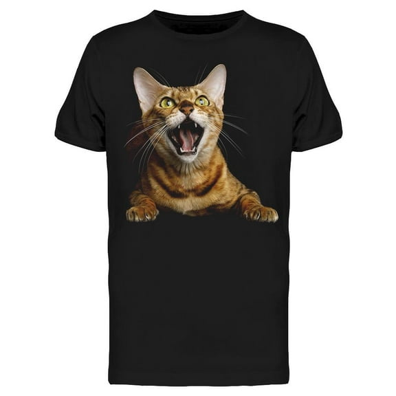 Bengal Cat With Mad Eyes T-Shirt Men -Image by Shutterstock, Male XX-Large