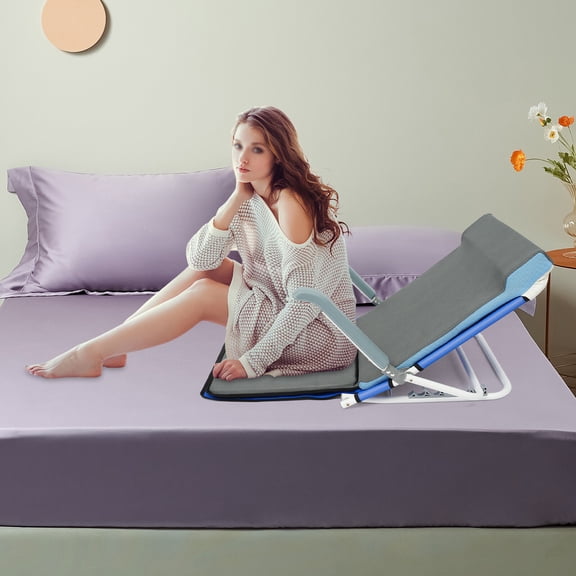 5-Gear Adjustable Blue Grey Lifting Bed Backrest 198.42 Lbs Portable Folding Backrest Indoor Outdoor Entertainment