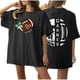 thumbnail image 1 of Tops Cortos para las Mujeres, Doble Cara Impreso Cuello Redondo Gota Hombro Camiseta, Top Estirable Casual, 1 of 5