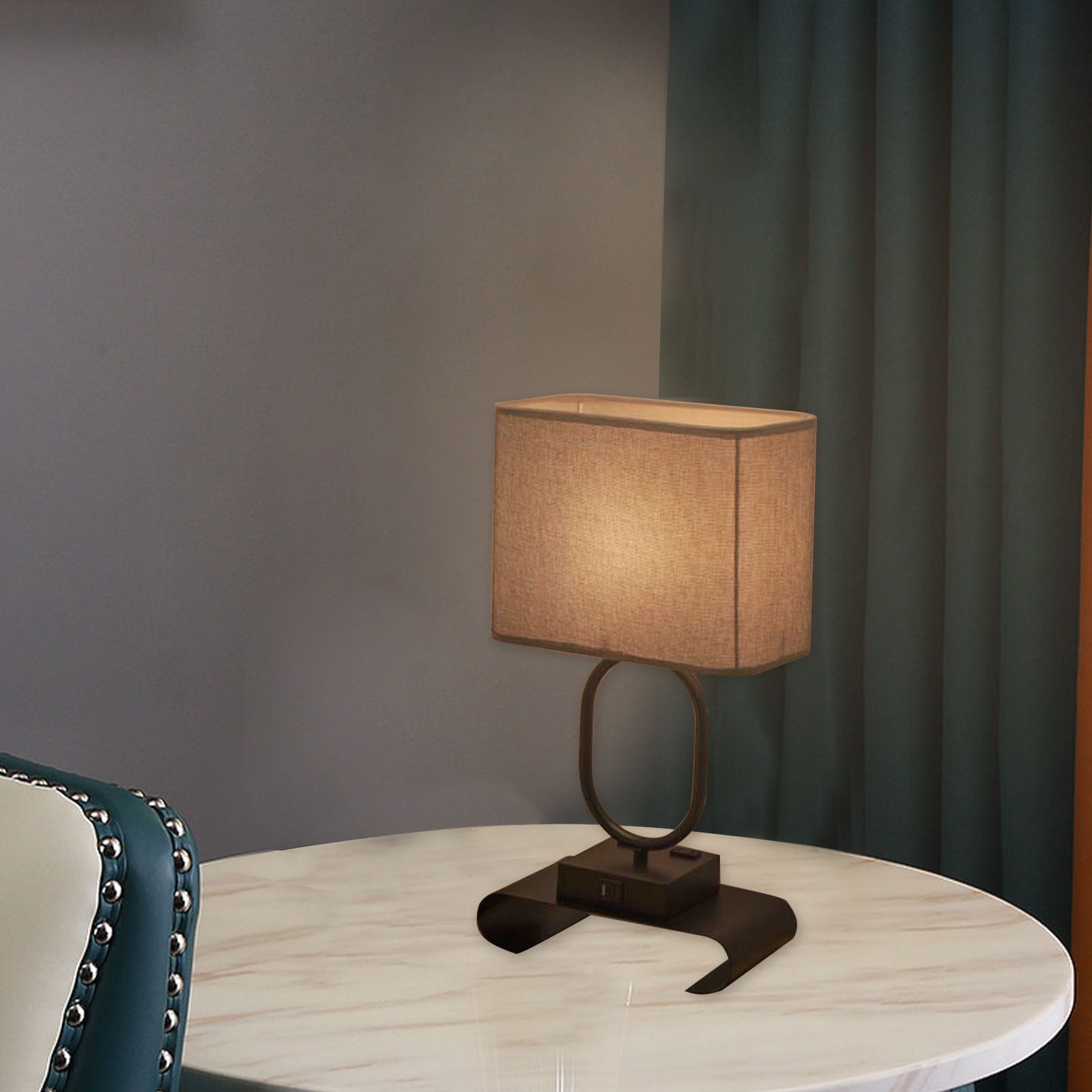 Viflosae Small Table Lamp for Bedroom - Bedside Lamps for Nightstand, Minimalist Night Stand Light Lamp with Square Fabric Shade, Desk Reading Lamp for Kids Room Living Room Office Dorm