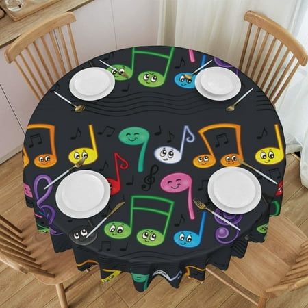 

Tablecloth Music Notes Table Cloth For Circular Tables Waterproof Resistant Picnic Table Covers For Kitchen Dining/Party