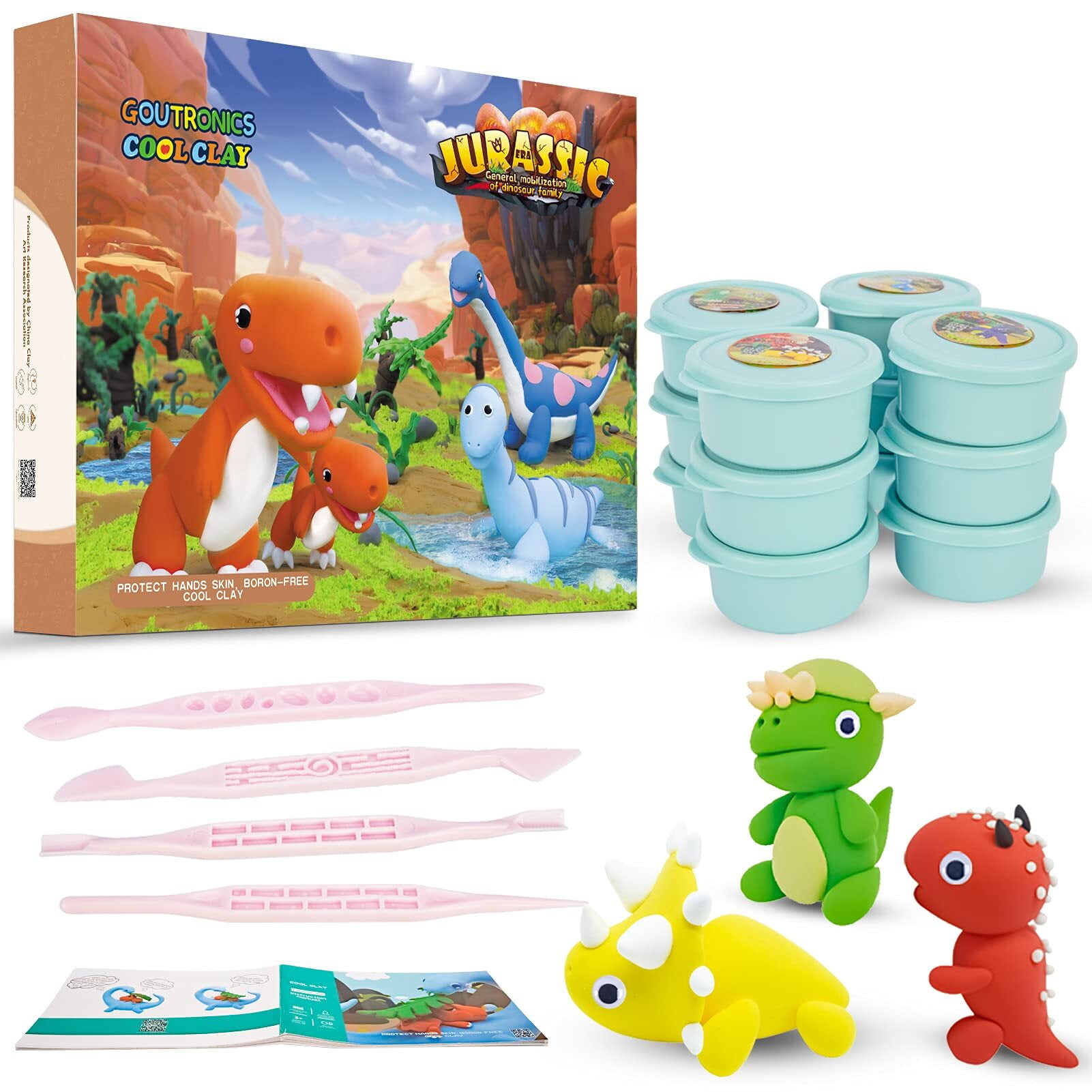 DYeasy Modeling Clay Kit, Dinosaur Themes DIY Air Dry Magic Clay with