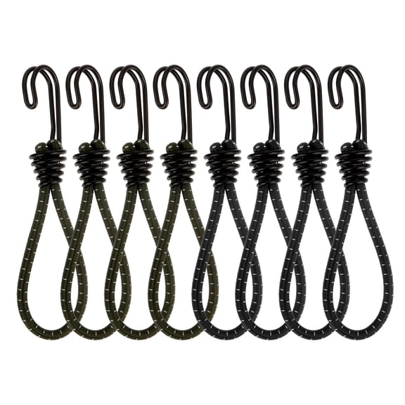 Uxcell Bungee Cord with Hooks, 6 inch Reflective Elastic Rope Outdoor Strapping Tape Hook, Green 8 Pack