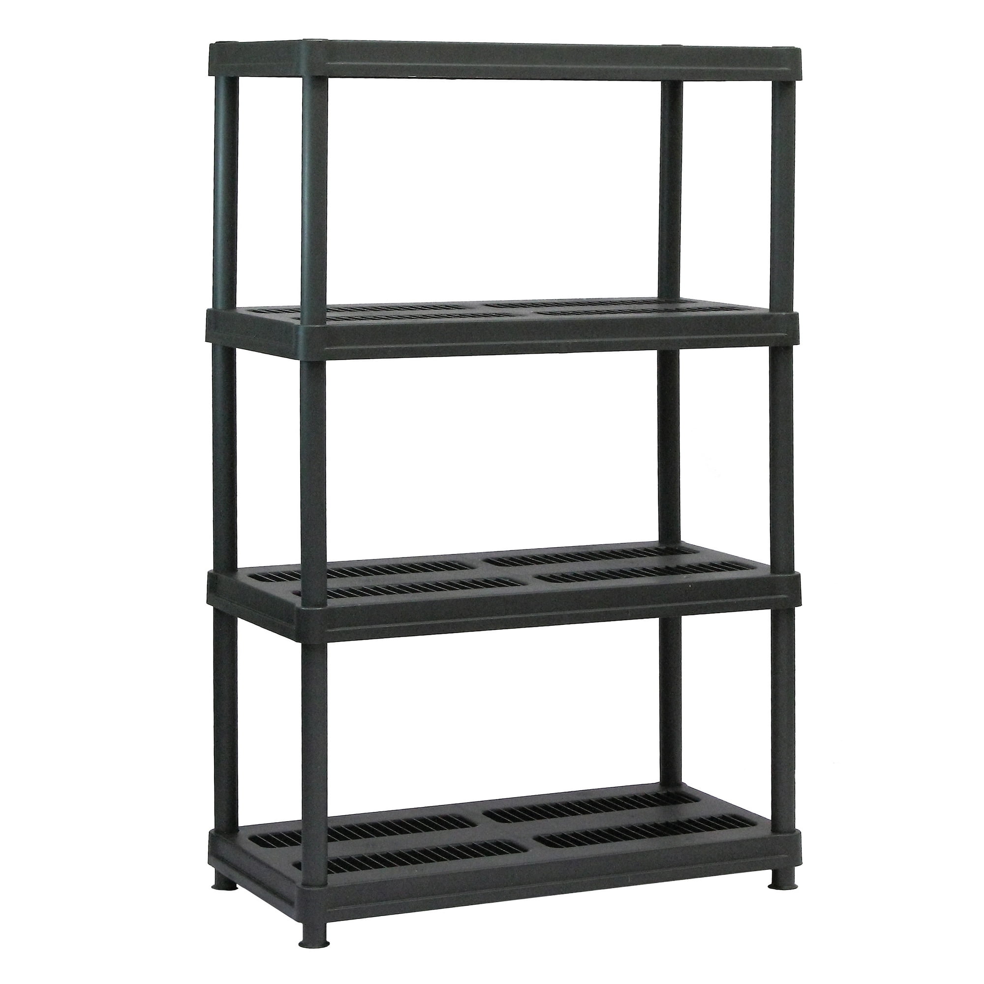 Juggernaut Storage 36″W x 18″D x 56″H 4-Shelf Resin Shelving Unit, 600 lb Capacity Black