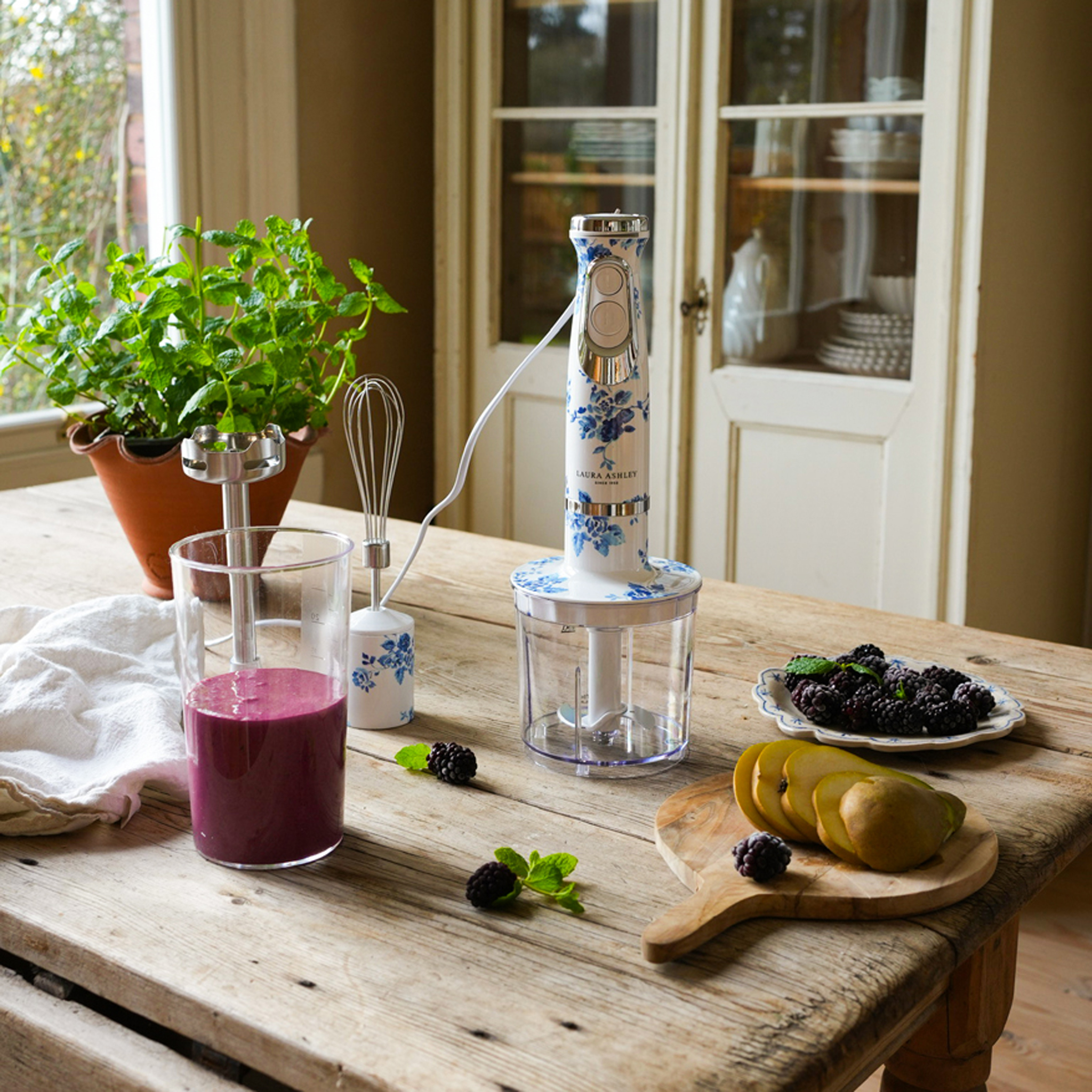 VQ Laura Ashley 500-watt Hand Blender 4-in-1 Set, China Rose