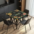 thumbnail image 2 of FKELYI Vintage Sunflower Dragonfly Print Square Fitted Table Cover Tablecloth with Elastic Edge Stretchable Card Tables Top Cover for Dining Kitchen Home Party, 34x34 inch, 2 of 6
