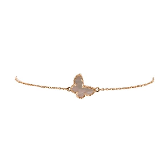 Pre-Owned Sweet Alhambra Butterfly Bracelet 18K Yellow Gold and Mother of Pearl By Rebag