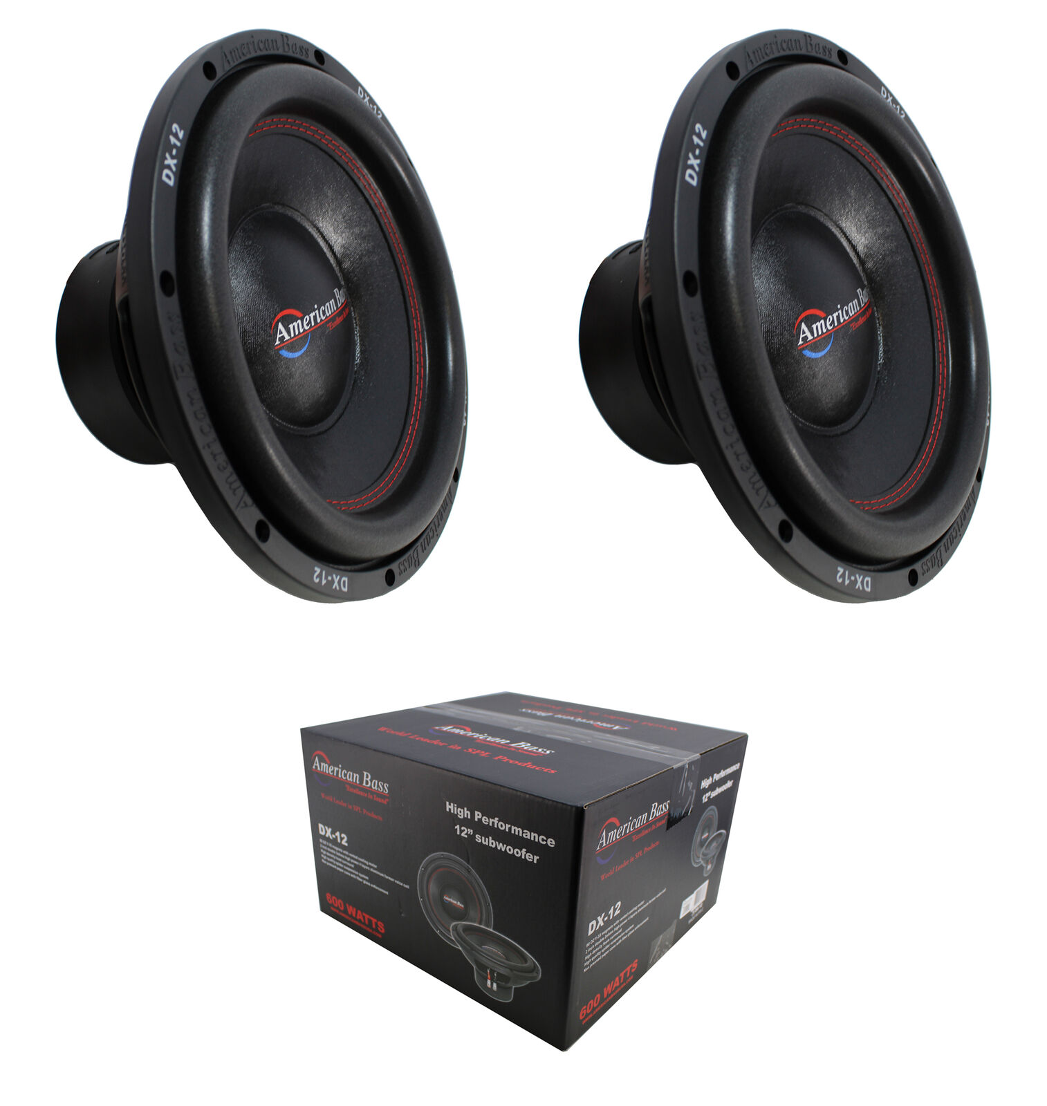 2 x 12" Subwoofer 1600W Single 4 Ohm Bass Pro Car Audio American Bass
