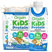 (2 pack) Orgain Organic Kids Nutritional Dairy Protein Shakes, Vanilla, 8.25 Fl Oz, Pack of 4