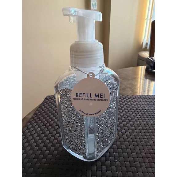 Bath & Body Works Foaming Soap Dispenser Bling Silver Glitter New