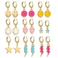 thumbnail image 2 of Colorful Drip Enamel Smiley Face Pendant Earrings - Fun and Trendy Star and Lightning Bolt Cartoon Studs, 2 of 13