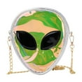 thumbnail image 3 of ibiyuan Clear Bag Green Alien Face Transparent Crossbody Sling Bag Glitter Shoulder Purse with Chain Strap for Sports Concerts Stadium Events, 3 of 6