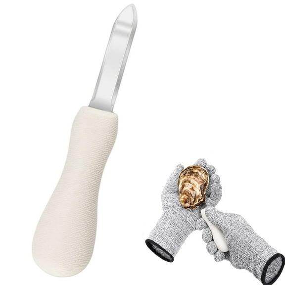 1 Pack Oyster Shucking Knife, 6.68Inch New Haven Style Oyster Shucker Clam Knife with Non-Slip Poly Handle, Seafood Opener Seafood Tools (White)