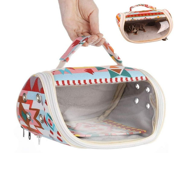 Bird Carrier Bag Small Pet Portable Breathable Outgoing Bag For Parrot Budgie Parakeet Cockatiel Conure Lovebird Finch Canary Hamster Mice Rat Chinchilla Guinea Pig Squirrel (Pink Ethnic)