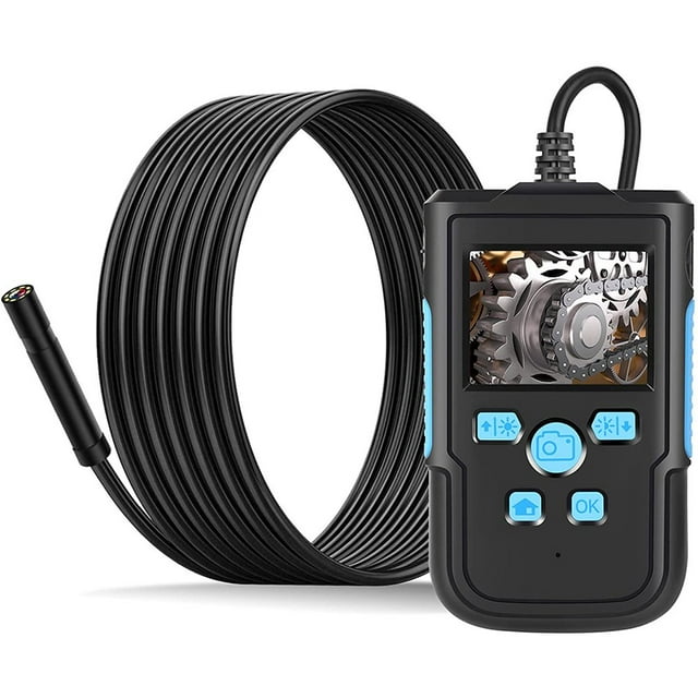 EIMELI Industrial Endoscope 1080P HD Digital Borescope Camera with 2.4” IPS Screen IP67 Waterproof Portable Inspection Camera with 2600mAh Battery and 8LED for Car Mechanical Pipeline Rep