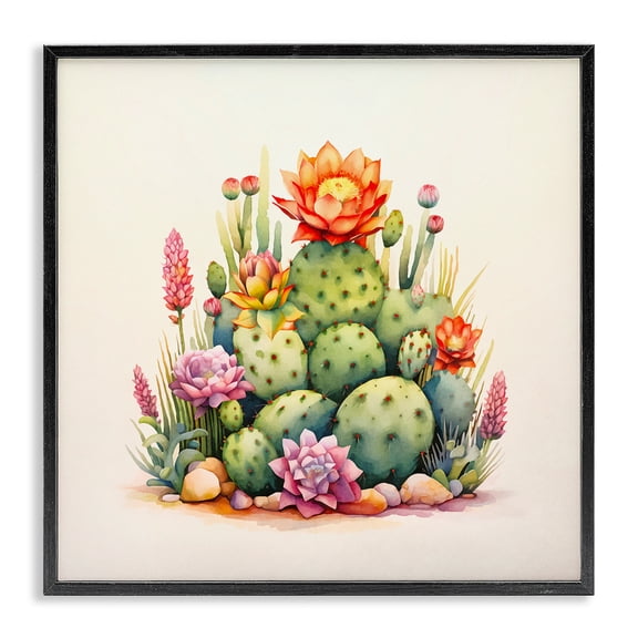 Stupell Industries Southwestern Desert Spring Cacti Black Framed Giclee Art, 12 x 12, by Andrea Haase