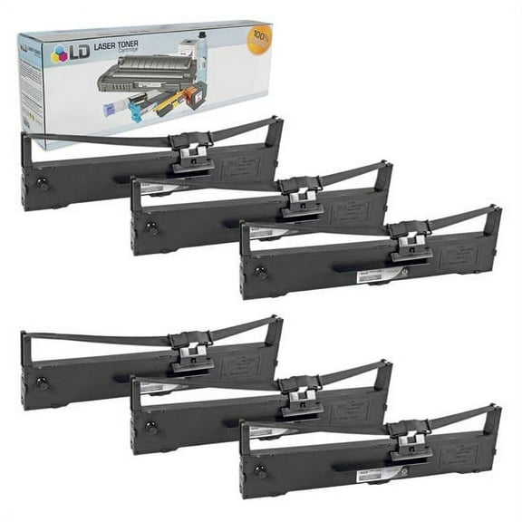 Epson Compatible Replacement 6 Pack Black Printer Ribbon Cartridges - S015329