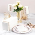 thumbnail image 6 of 200-Pack Linen-Feel Disposable Guest Towels – Soft and Absorbent Paper Hand Towels for Bathroom or Kitchen – Elegant White Napkins with Rose Gold Design for Parties, Weddings, Dinners Events, 6 of 12