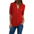 thumbnail image 2 of ZJXFGS Women’S Blouses Basic Tops for Woman Plus Size Blouses for Curvy Women Fashion Shirts Flowy Tops for Women Work Blouses for Women Cute Fall Tops Red 3XL, 2 of 7
