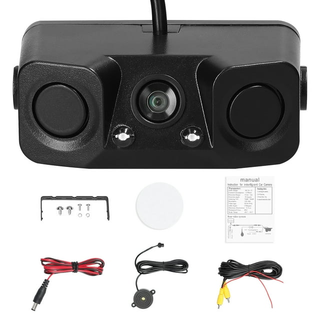 Mistaha Smart 3-in-1 Rear View Radar Camera System with Buzzer Alarm - High-Clear Low-Light, Automatic Detection, Easy Installation - Black