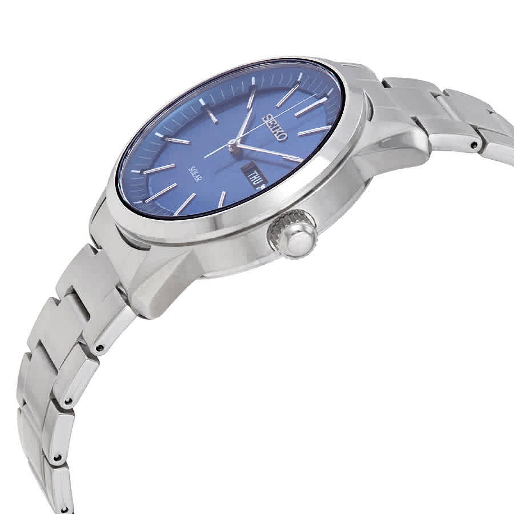 Seiko Men s SNE525P1 Solar Watch Blue Dial Stainless Steel Band Water Resistant Walmart