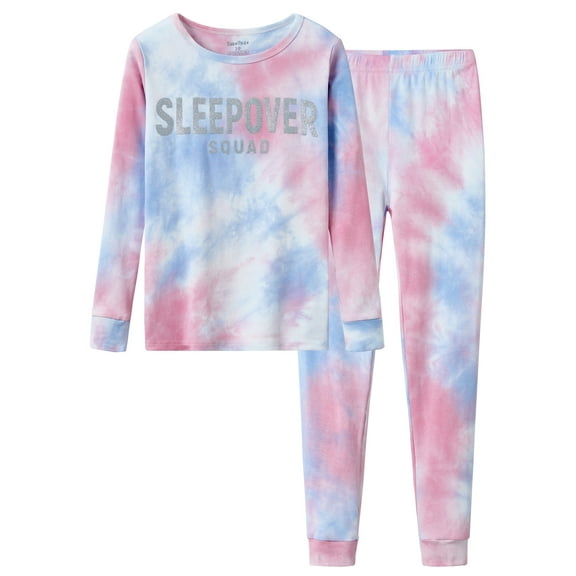 Beezizac 2-Piece Girls Sleepover Pajama Set Cotton Long Sleeve, Size 4T-14