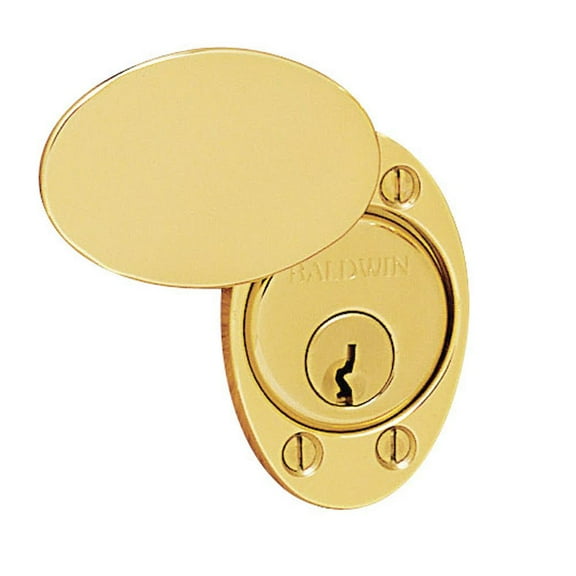 Baldwin 6755031 Oval Cylinder Lock Cover Plate, Non Lacquered Brass