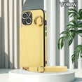 thumbnail image 2 of for iPhone 16 Pro 6.3" Crossbody Wallet Case, Ring Buckle Card Holder Phone Case with Shoulder Strap, Classic Folio PU Leather Cover with Lens Film Makeup Mirror for iPhone 16 Pro, Yellow, 2 of 8