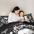 thumbnail image 5 of jejeloiu Rustic Flowers Queen Comforter Set,Gothic Skeleton Bedding Sets,Whiteblack Bedding Comforter Set For Boys Kids,Ultra Soft Home Decor Reversible,3 Pieces, 5 of 8