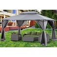 thumbnail image 2 of Patio Gazebo, 10 x 13 FT Gazebo Tent with Double Roof, Outdoor Canopy Tent with Mosquito Netting, Canopy for Shade and Rain, Gazebo Shelter for Lawn, Yard, Deck, Garden, Gray, D7945, 2 of 6